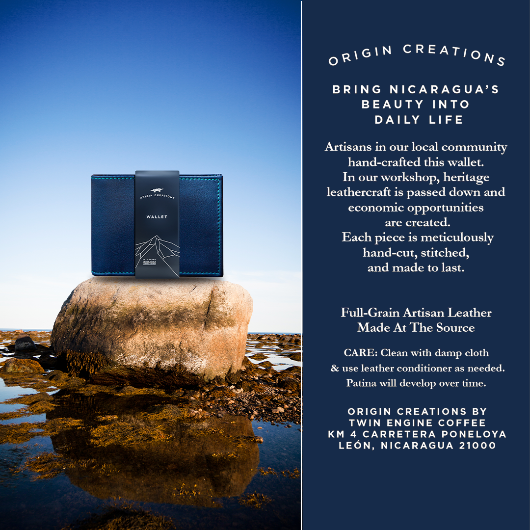 Bifold Leather Wallet - Ocean Navy