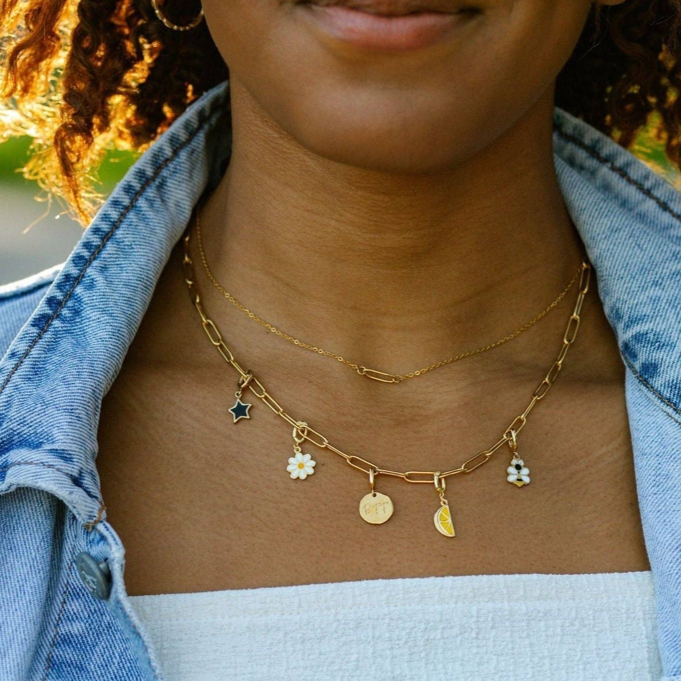 MOTHER Morse Code Gold Charm