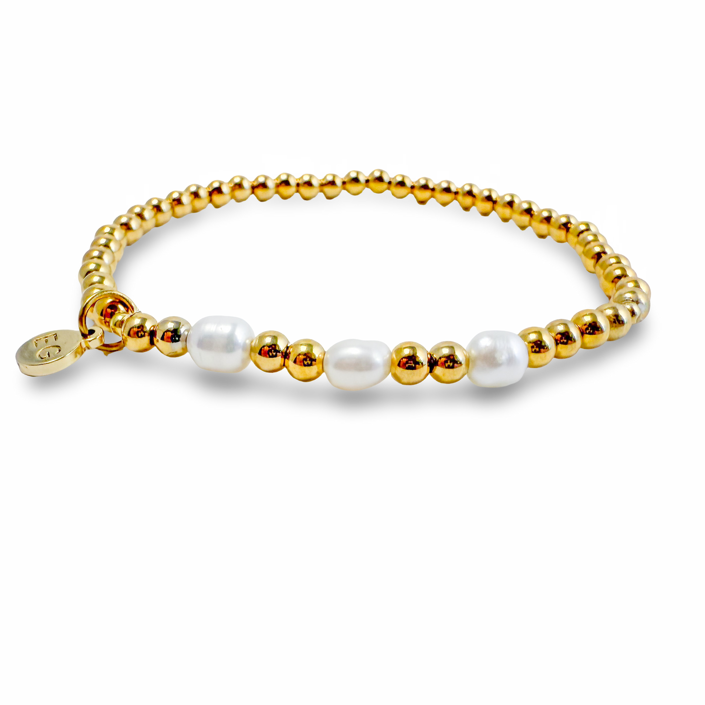 Morse Code Pearl & Gold Waterproof Beaded Bracelet | FAITH