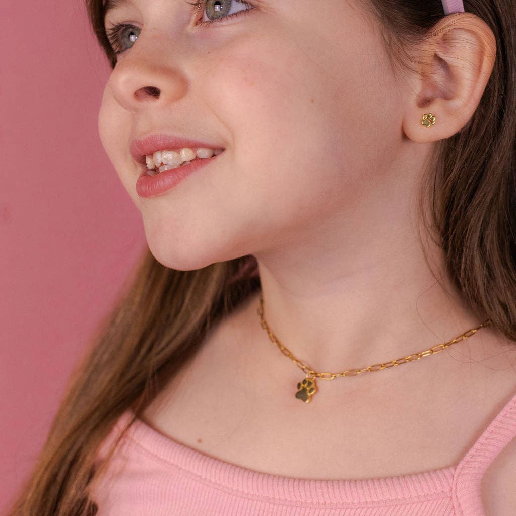 PAW PRINTS Kids Necklace & Earrings Set