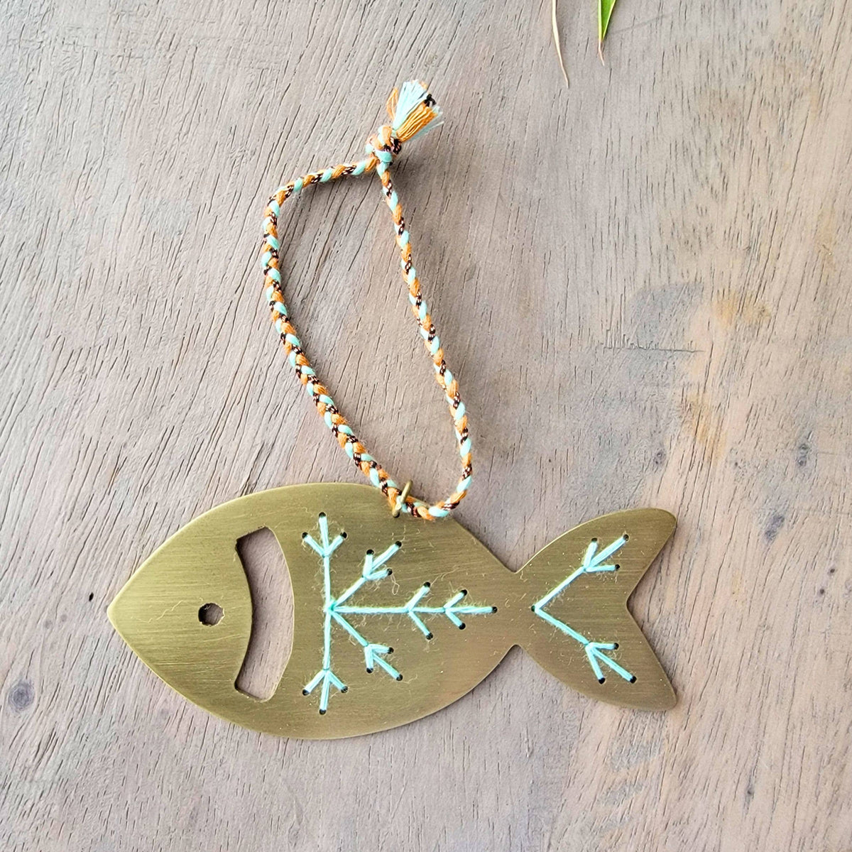 Embroidered Brass Fish Ornament