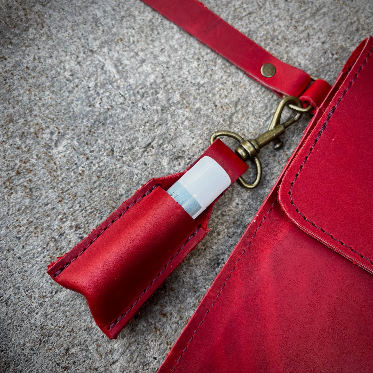 Leather Lip Balm Keychain