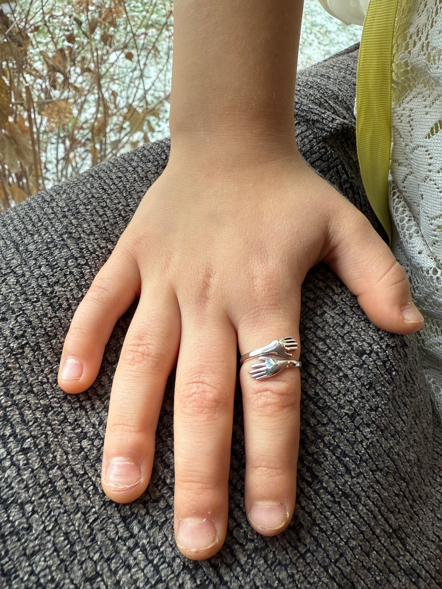 Hugging Hands Ring - Sterling Silver