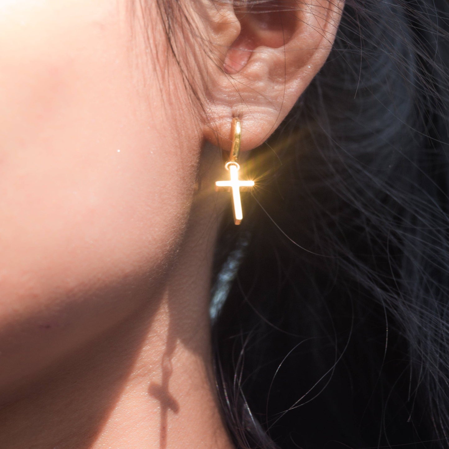 Courageous Cross Earrings: Gold