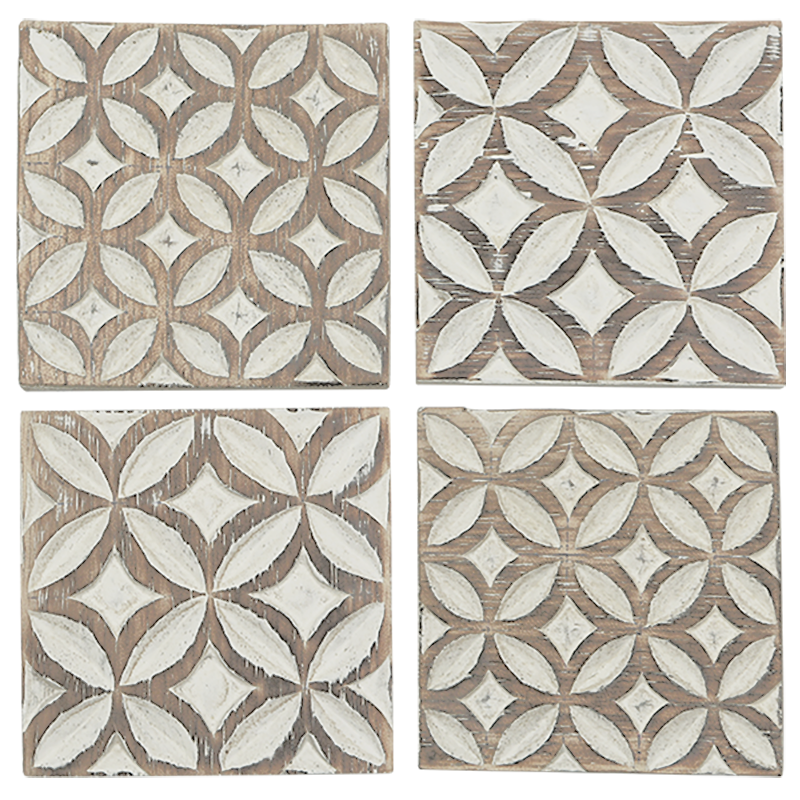 White-Washed Wooden Coasters (Set of 4)