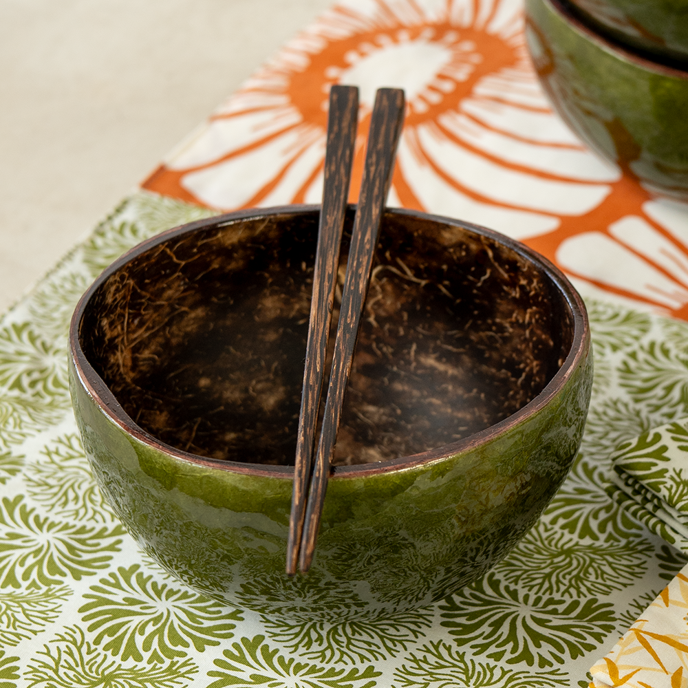 Palm Wood Chopstick in Fabric Wrap