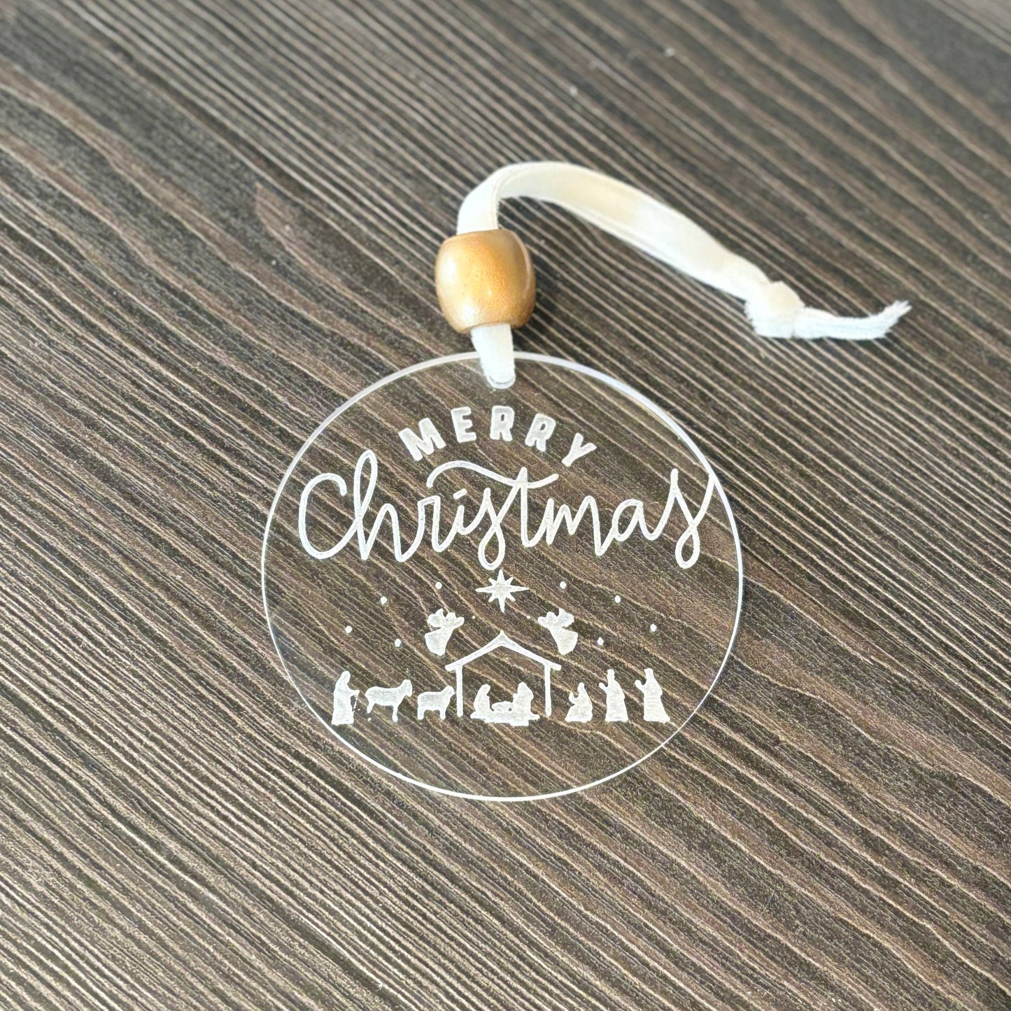 Etched Acrylic Merry Christmas Ornament