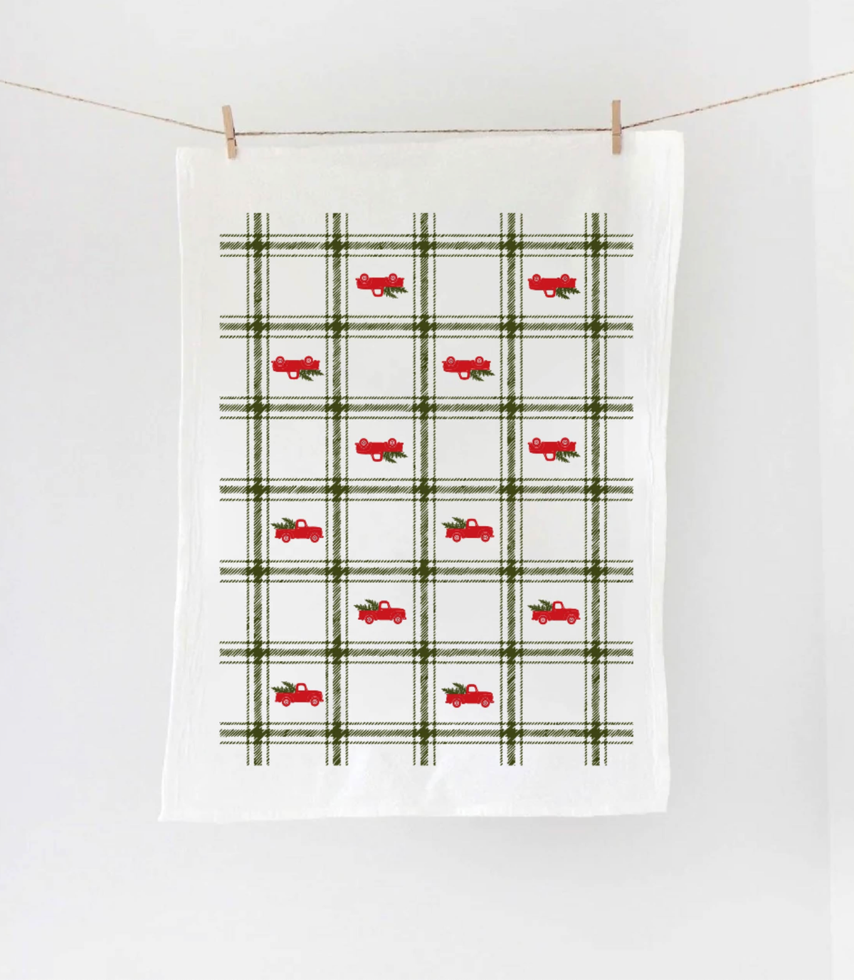 Red Truck Christmas Tree Tea Towel