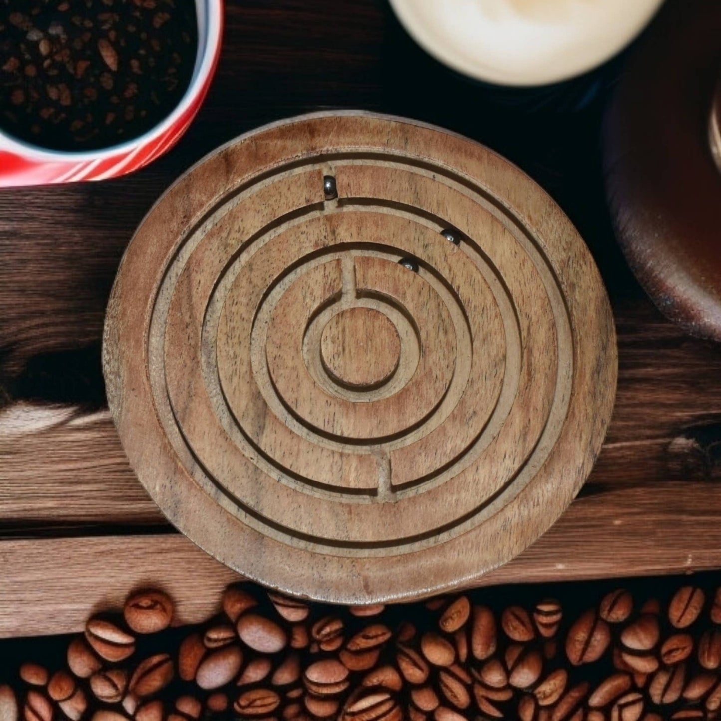 Mango Wood Labyrinth Game 3.75" – Handcrafted Precision