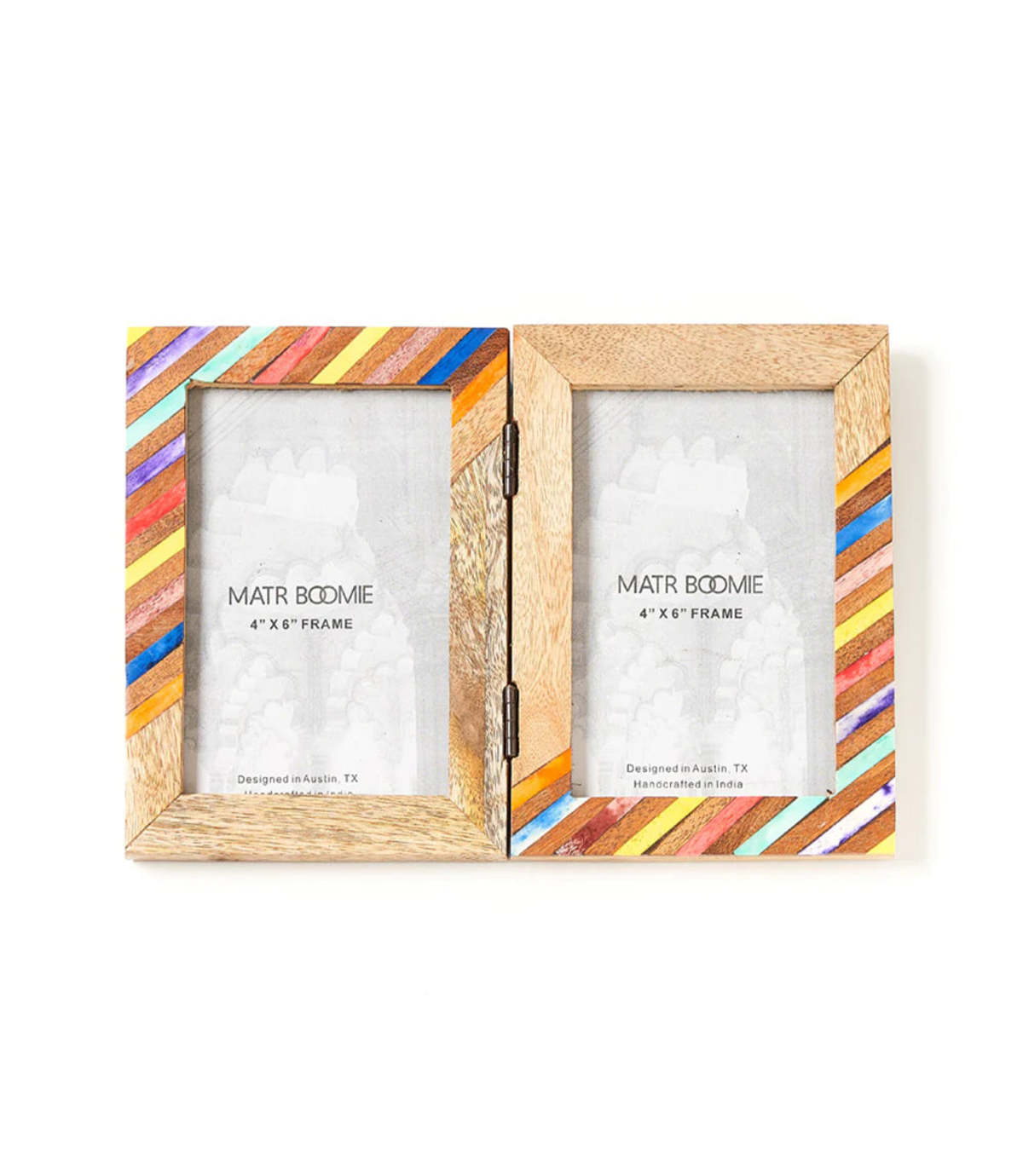 Bone and Wood Double Photo Frame