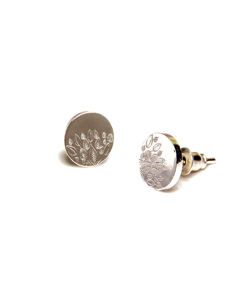 Leaves of Healing Engraved Stud Earrings