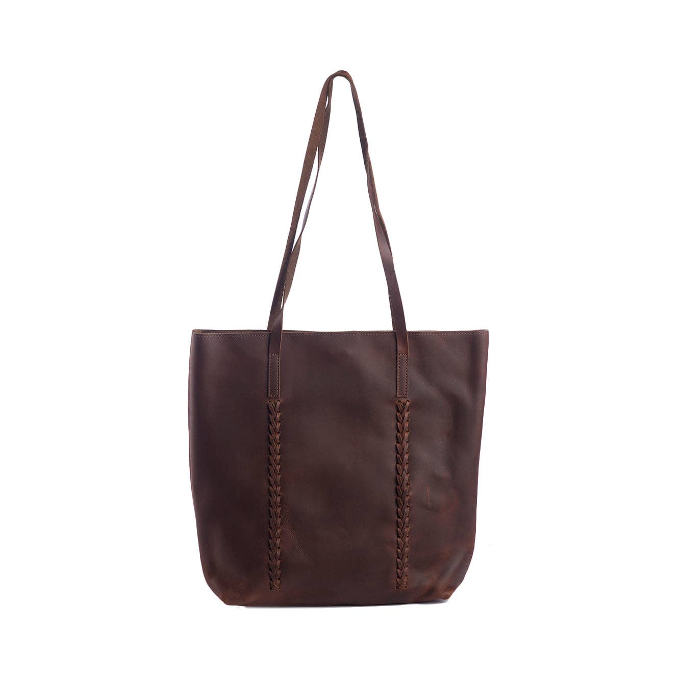 Maria Braided Tote-Walnut