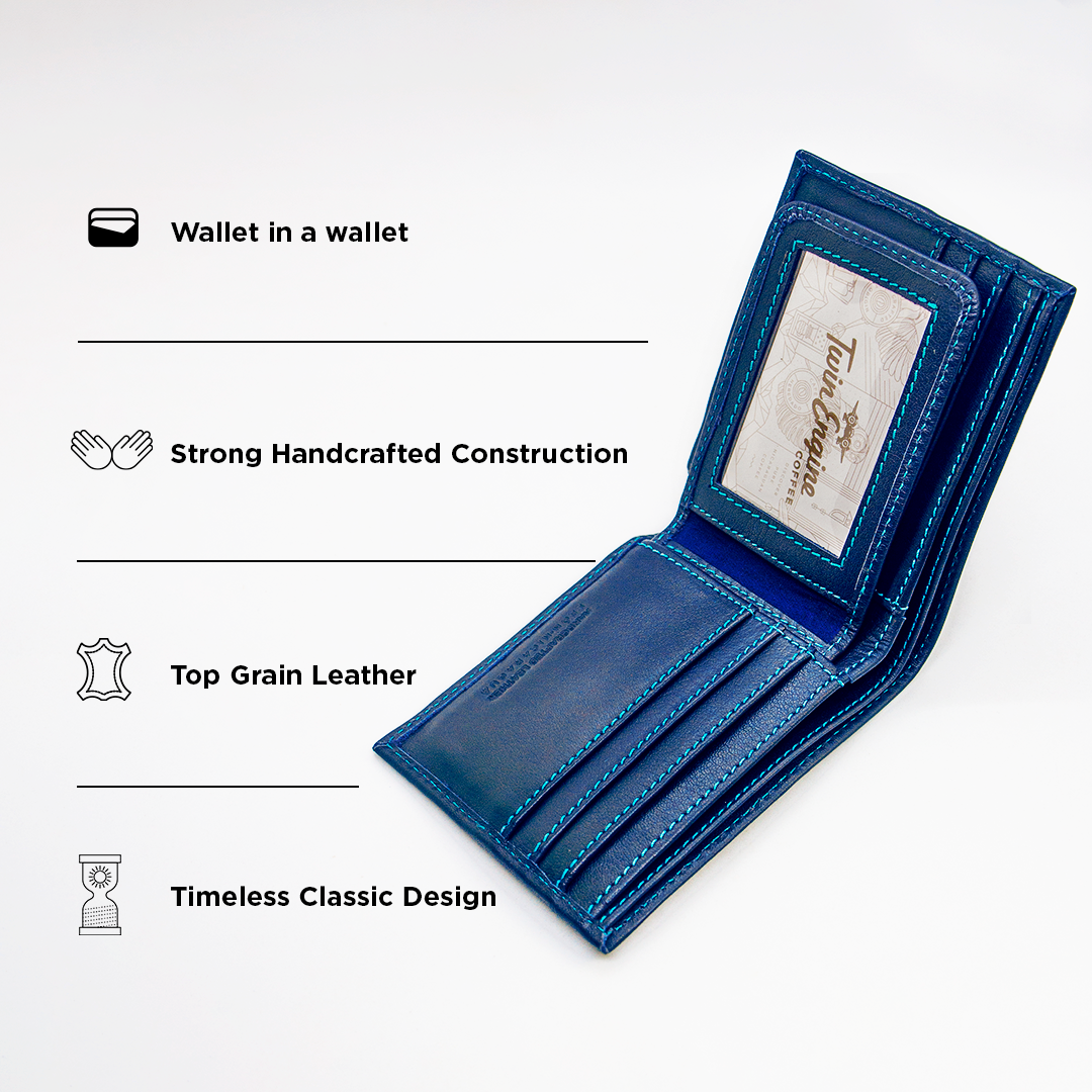 Bifold Leather Wallet  - Ocean Navy