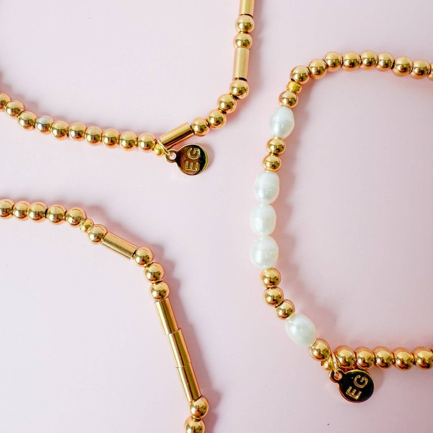 Morse Code Pearl & Gold Waterproof Beaded Bracelet | MOTHER