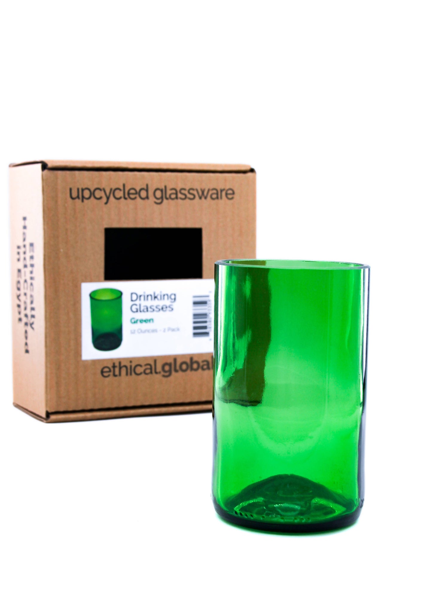 Plain Drinking Glasses Upcycled 2 Pack - 12 oz