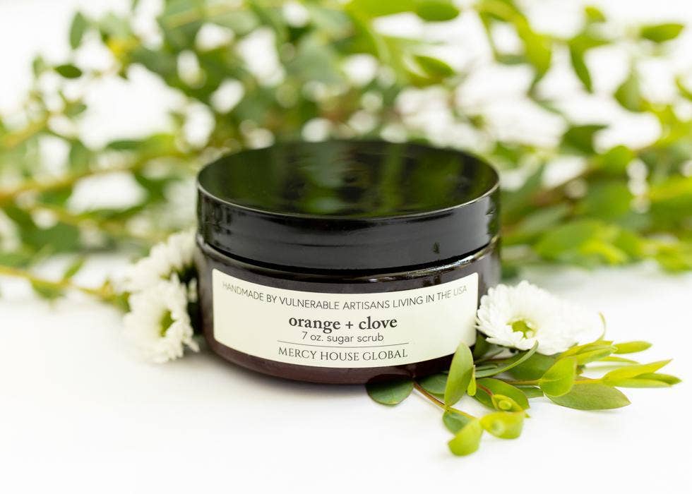 Orange + Clove | 7oz Sugar Scrub in Apothecary Jar + Spoon