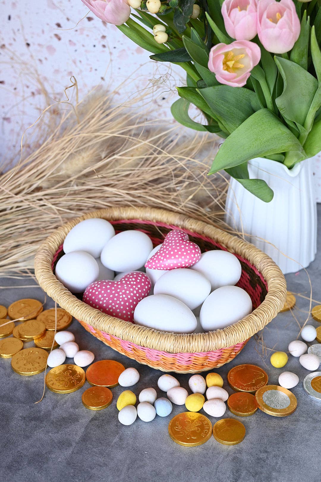 Assorted Colorful Bolga Bread Basket
