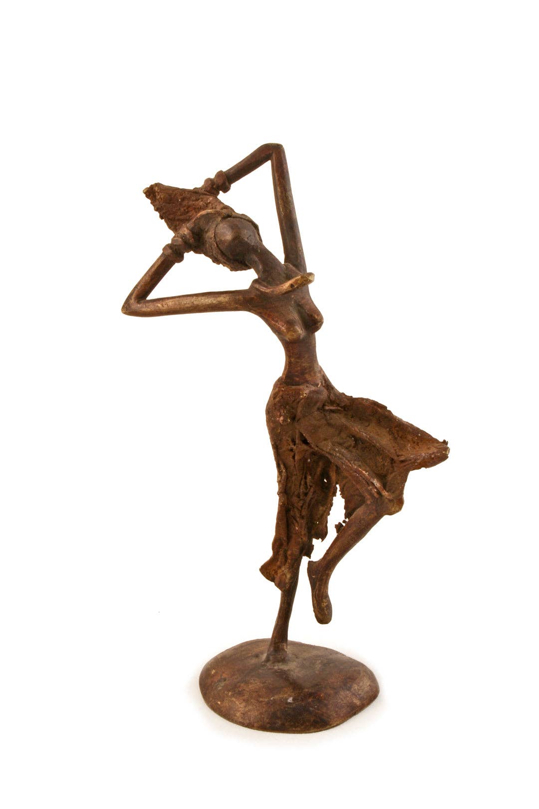 Burkina Faso Bronze Miniature Celebrating Lady Sculpture