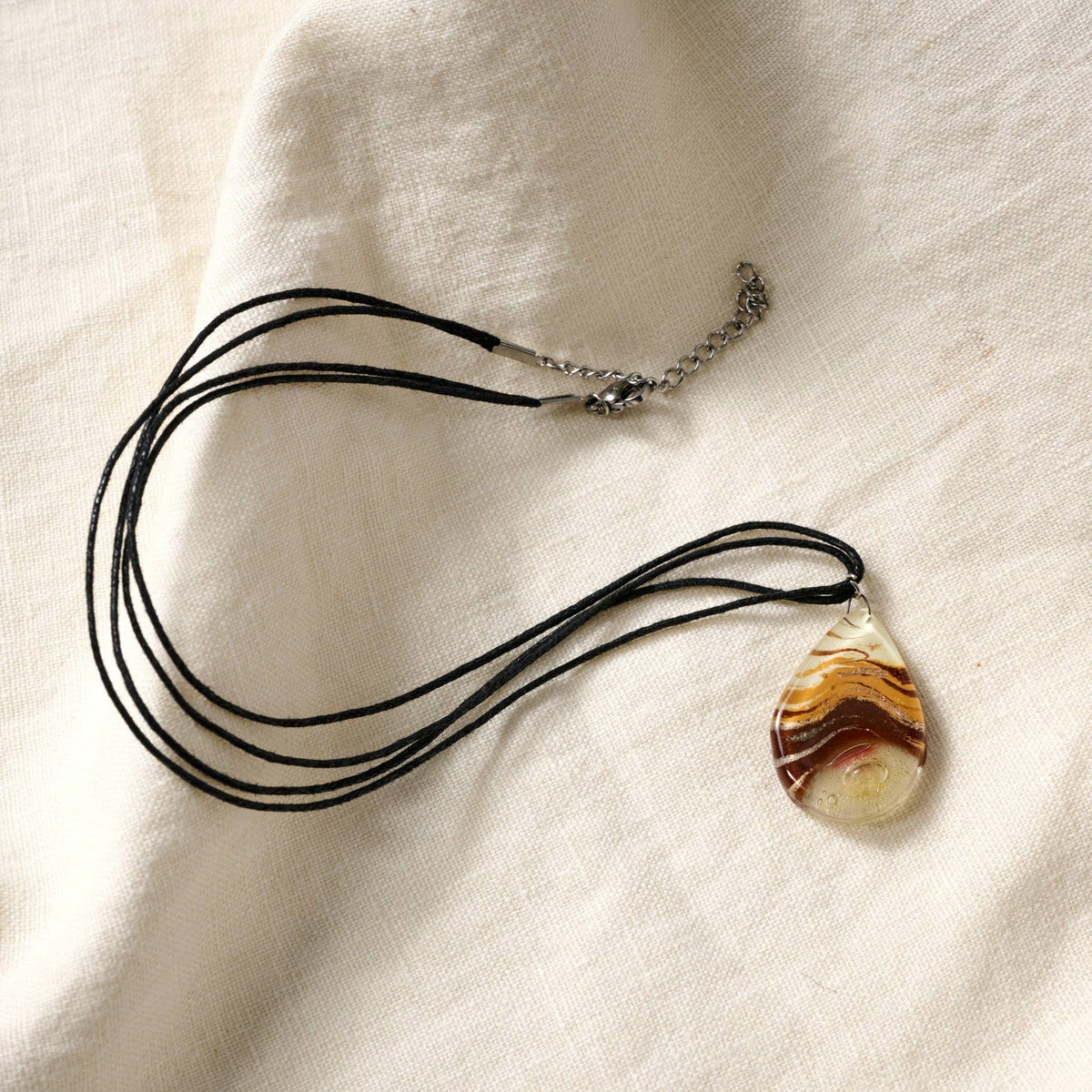 Fused Glass Teardrop Pendant Necklace