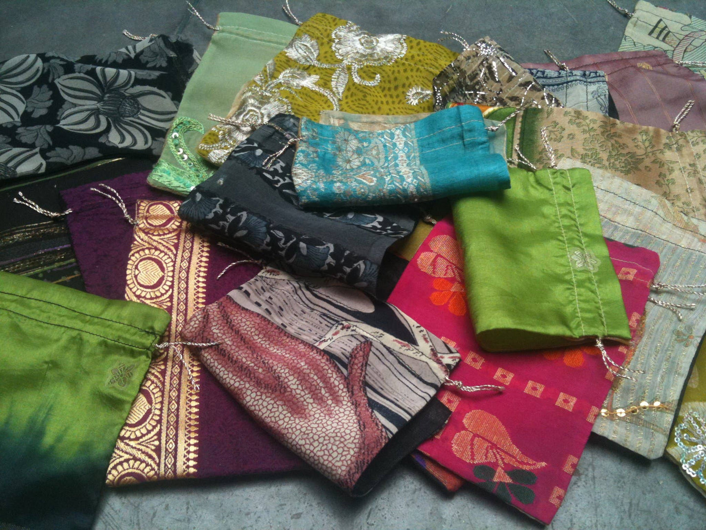 Upcycled Saree Gift Bags (Set of 5 Small)