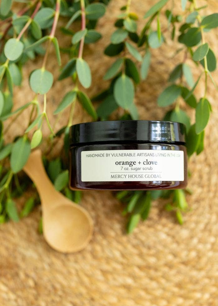 Orange + Clove | 7oz Sugar Scrub in Apothecary Jar + Spoon