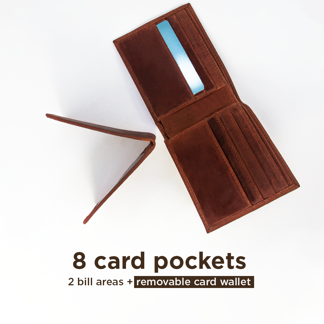 Bifold Leather Wallet - Saddle Brown