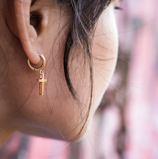 Courageous Cross Earrings: Gold