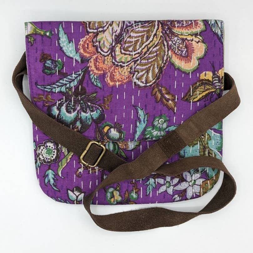 Purple Floral Crossbody Purse