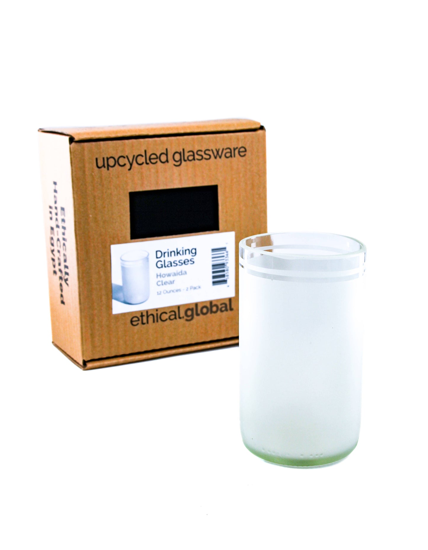 Upcycled Drinking Glasses 2 Pack -  12 Oz.