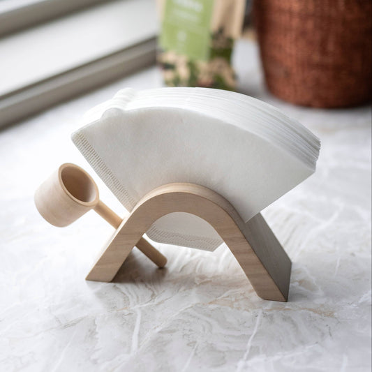 Wooden Coffee Filter Holder and Spoon
