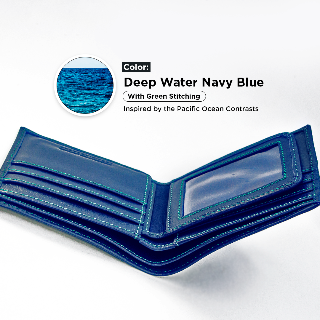 Bifold Leather Wallet  - Ocean Navy