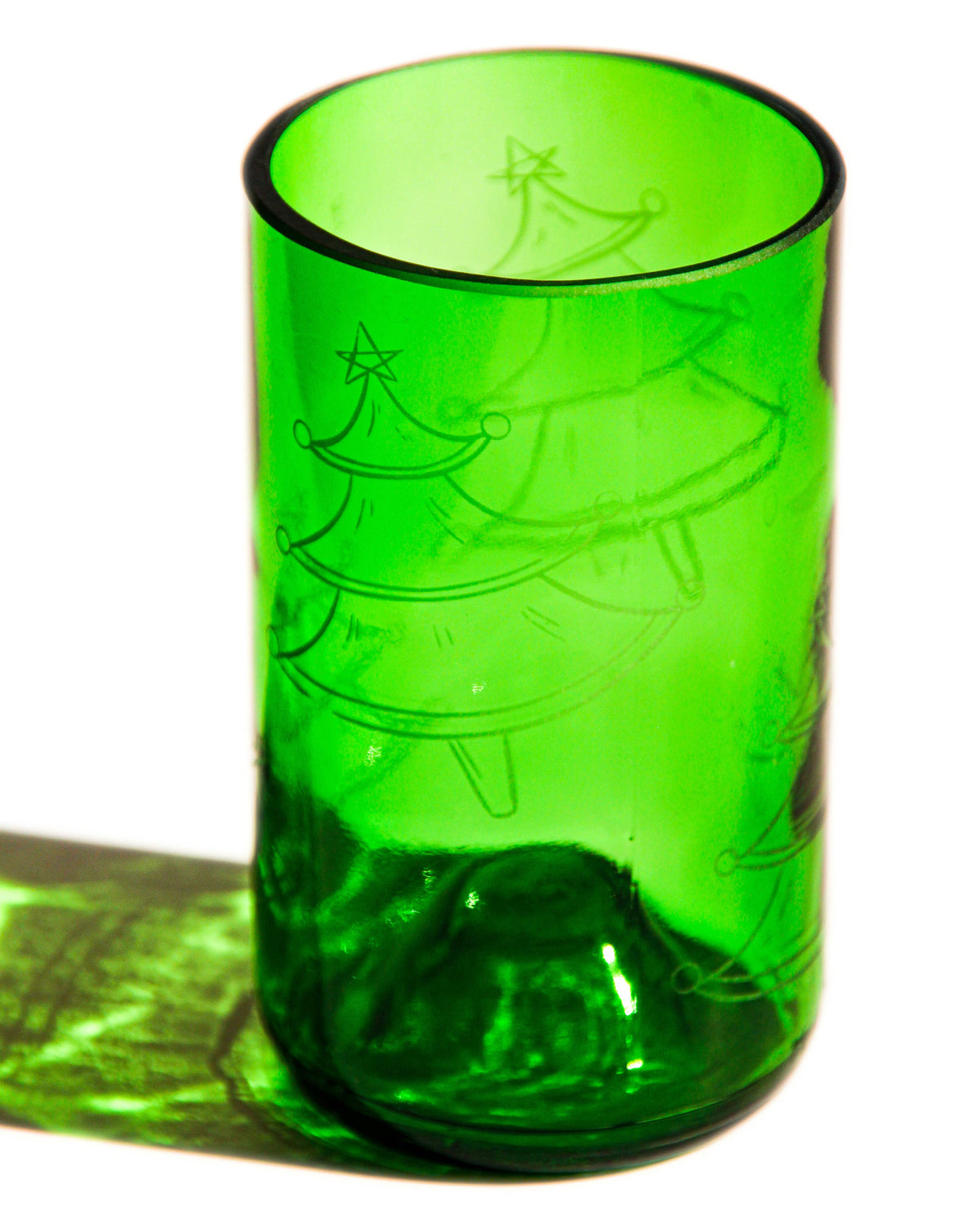 Dancing Trees Upcycled Drinking Glasses 2 Pack - 12 Oz. Green