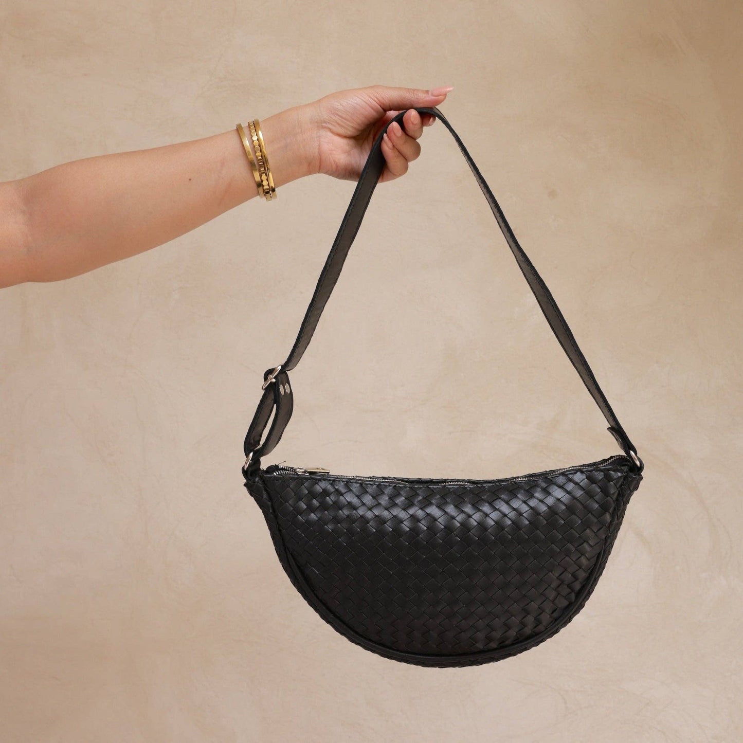 Hilal Braided Leather Sling Bag