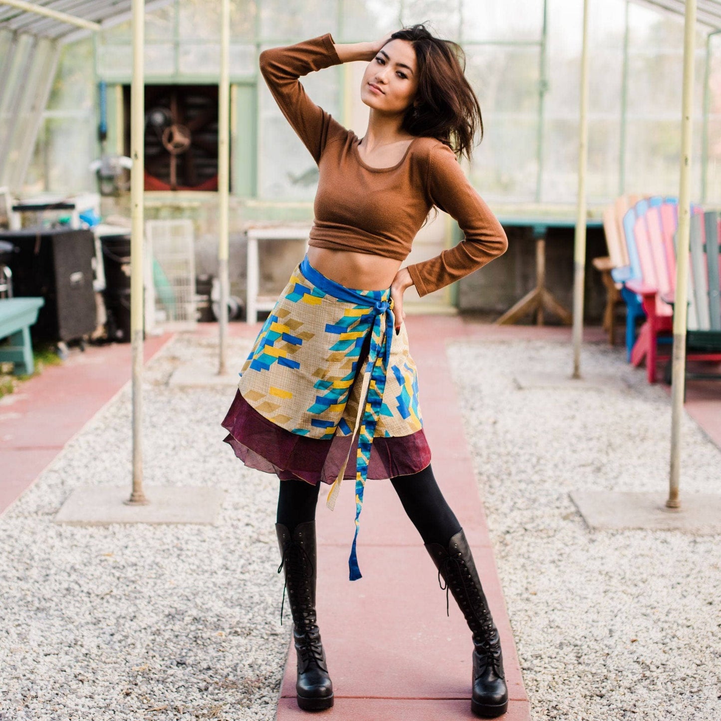 Knee-Length Sari Wrap Skirts
