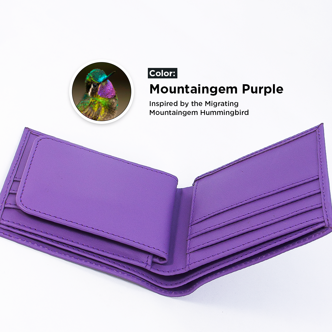 Bifold Leather Wallet - Purple