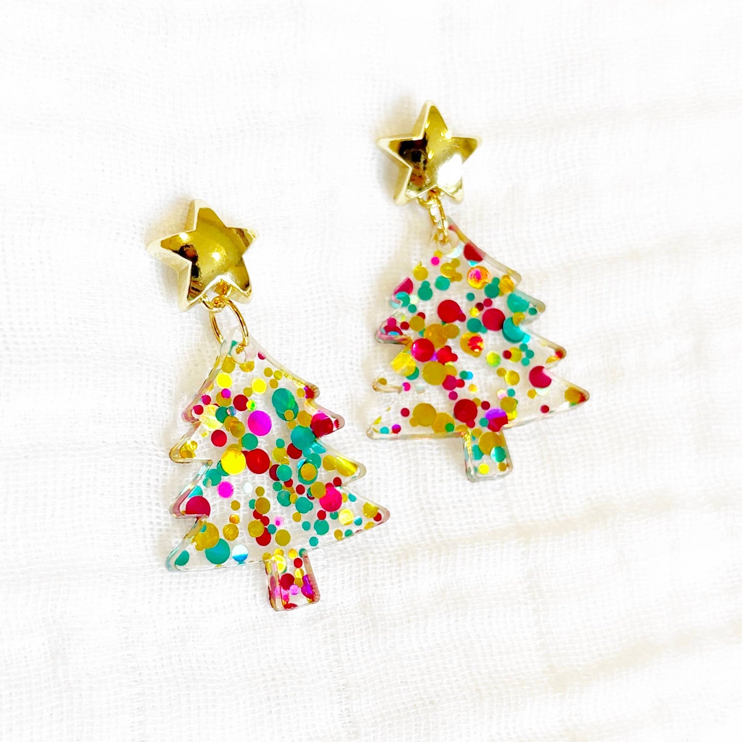 Christmas Tree Confetti Earrings