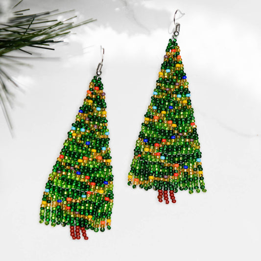 Christmas Tree Fringe Earrings