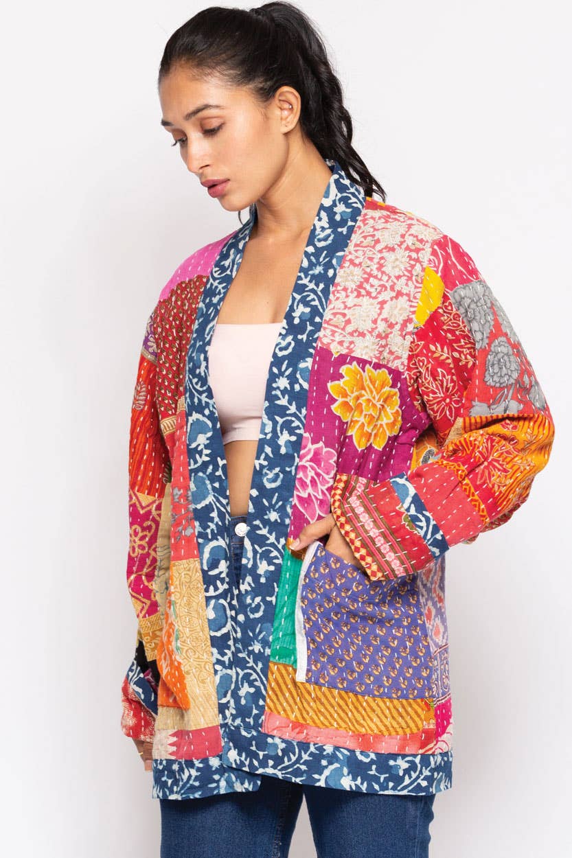 Reversible Kantha Quilted Saree Jacket