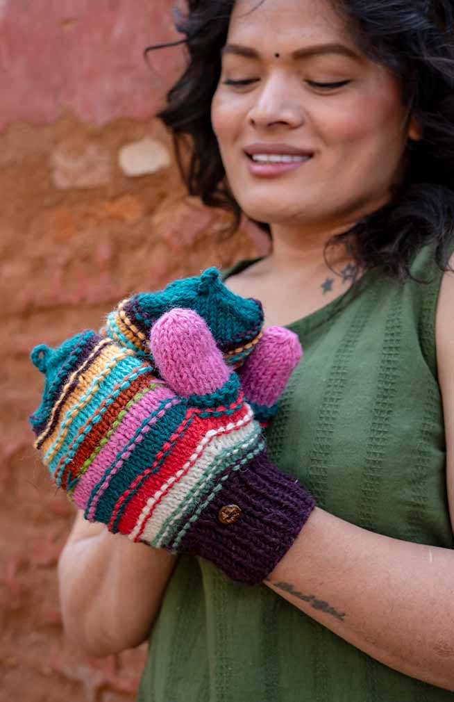 Handmade Fleece-Lined Glitten, Assorted Colors