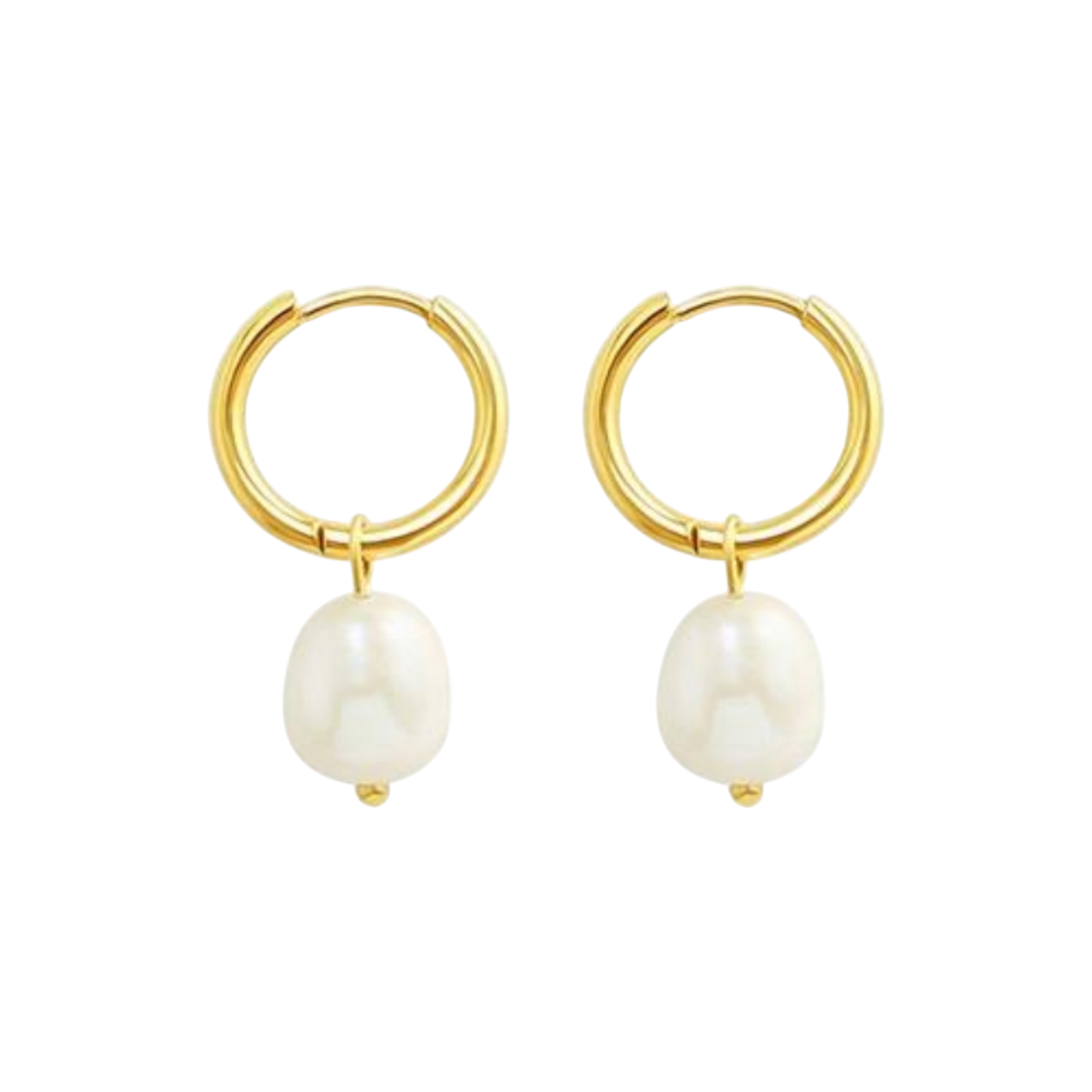 Drop Pearl Hoop Earrings