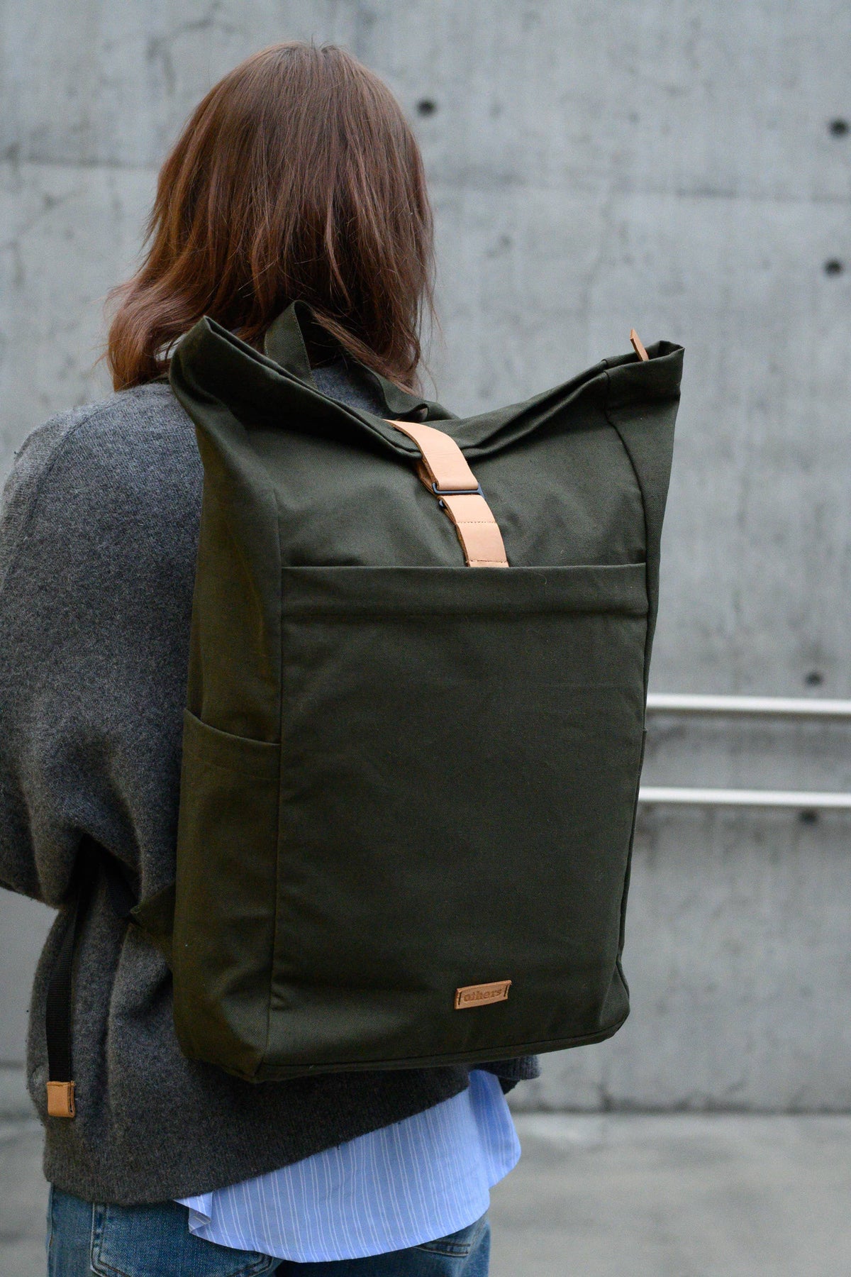 Roll Top Backpack, Dark Green