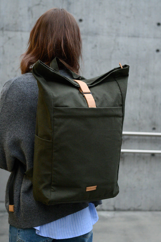 Roll Top Backpack, Dark Green