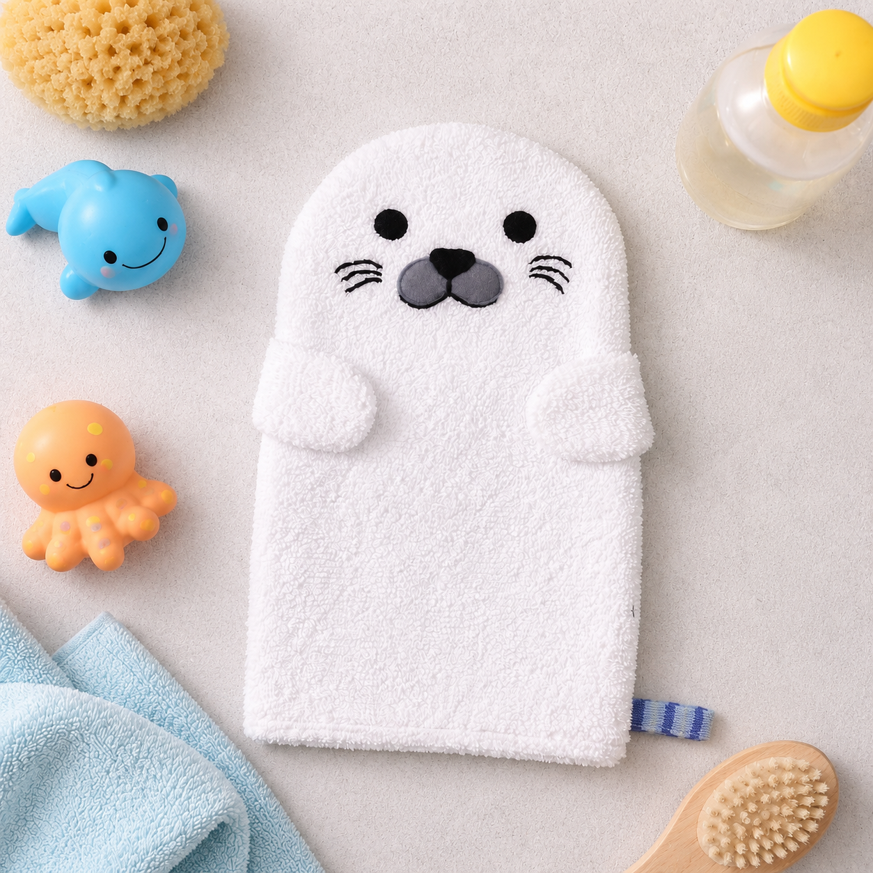 Baby Washcloth Bath Mitt – Seal