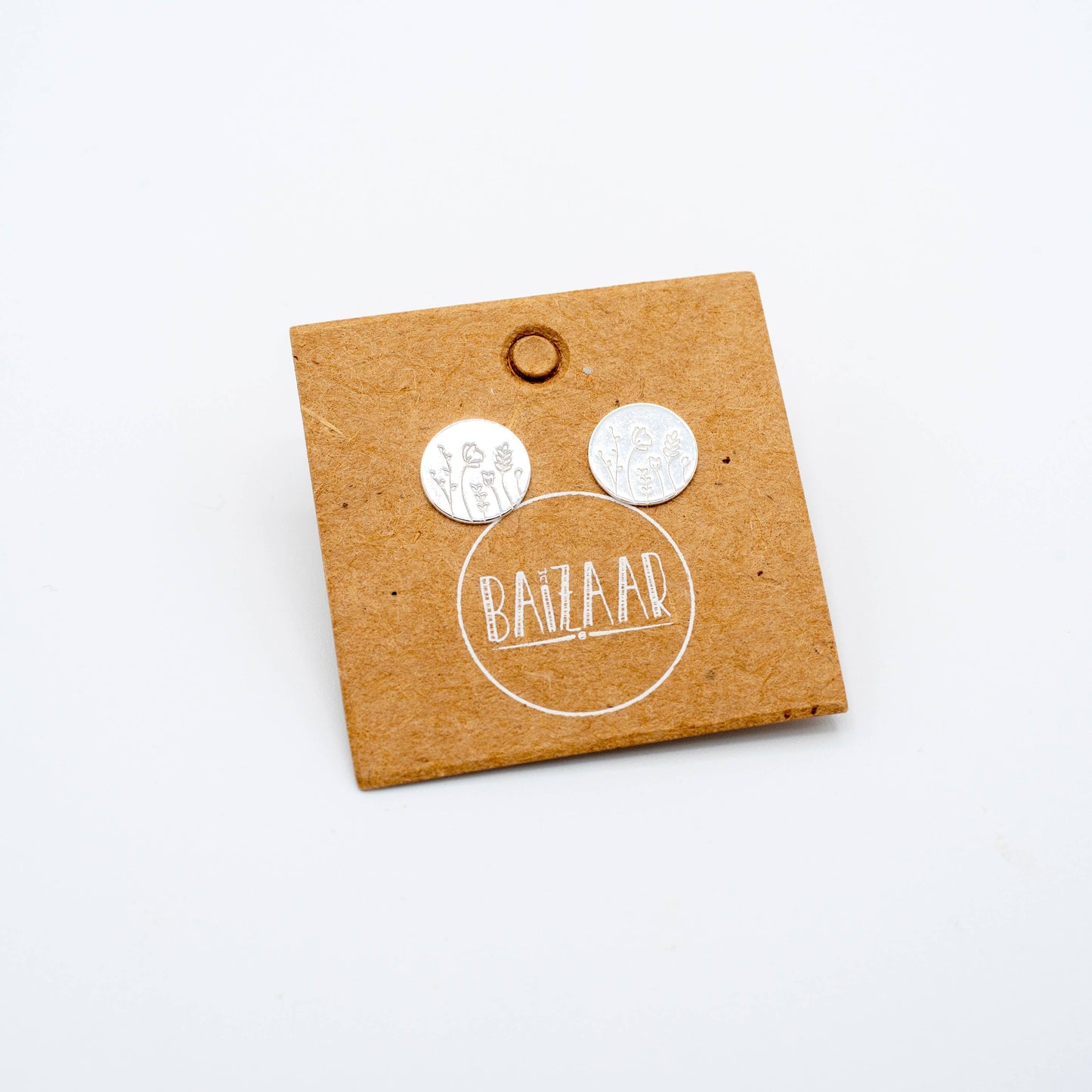 Sterling Silver Etched Wildflower Stud