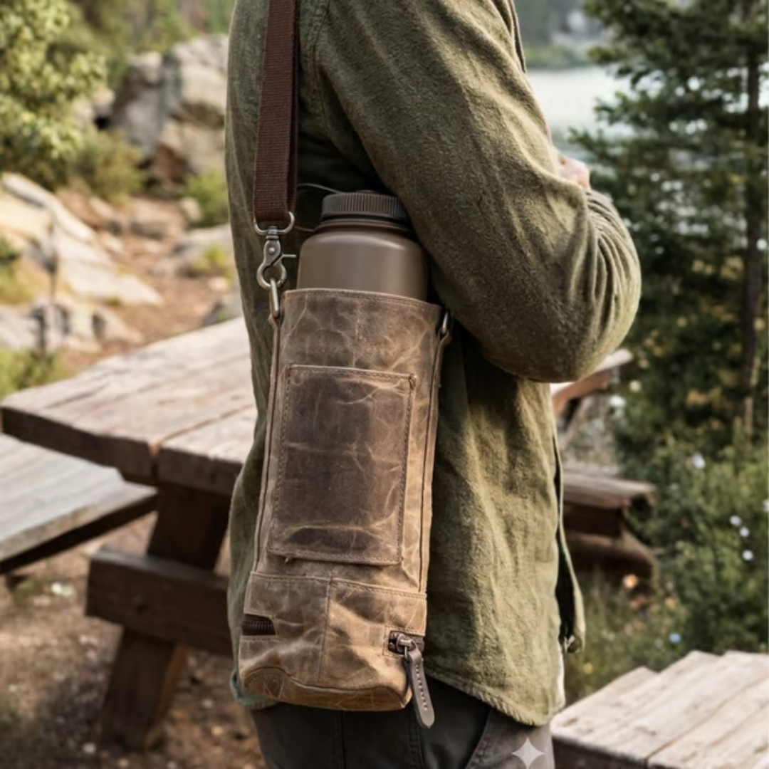 Water Bottle Holder - Waxed Canvas