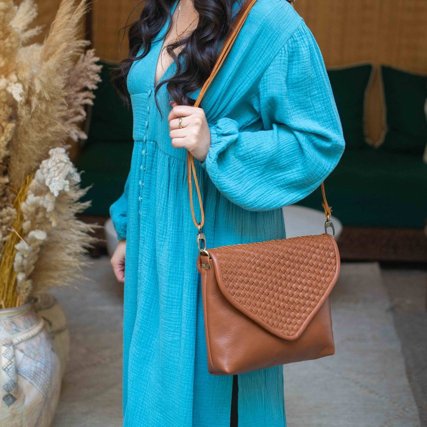 Woven Braided Leather Everyday Bag–Lightweight
