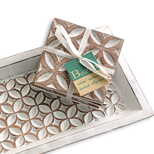 White-Washed Wooden Coasters (Set of 4)