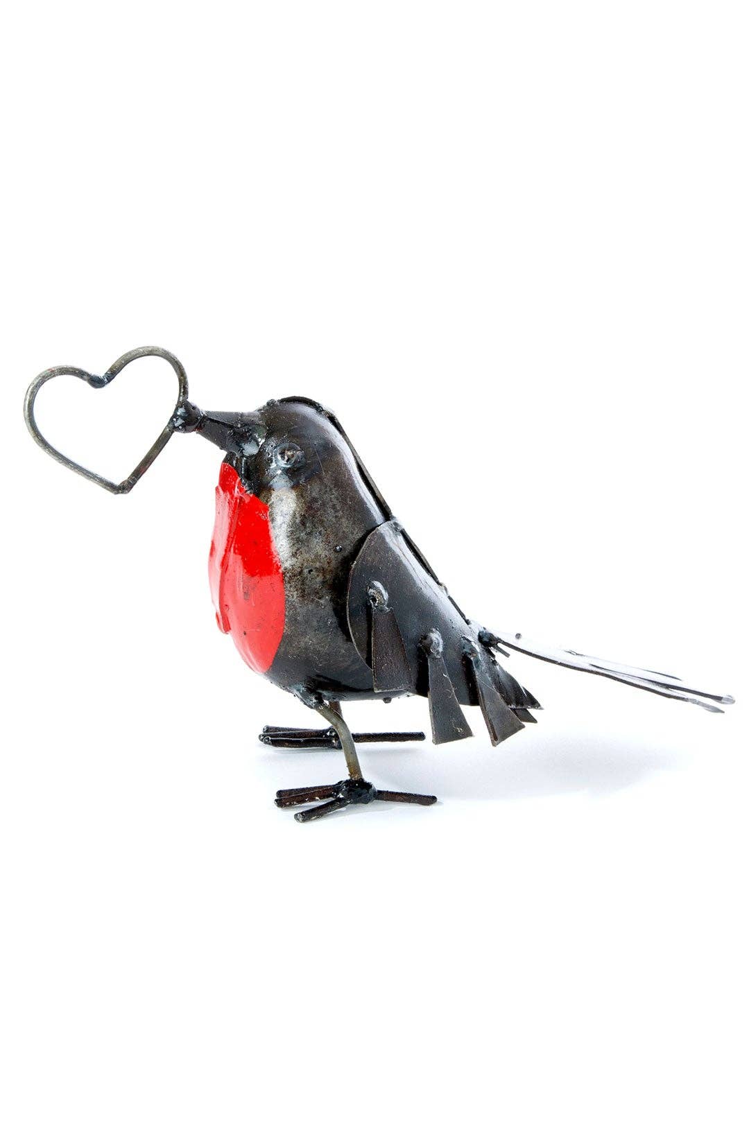 Recycled Metal Robin with Open Heart - Valentine's Day Gifts