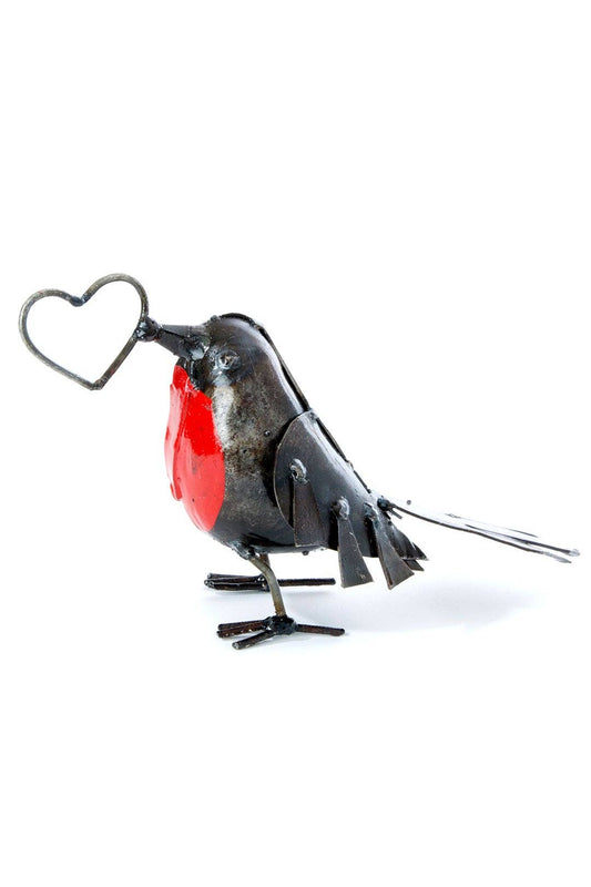 Recycled Metal Robin with Open Heart - Valentine's Day Gifts