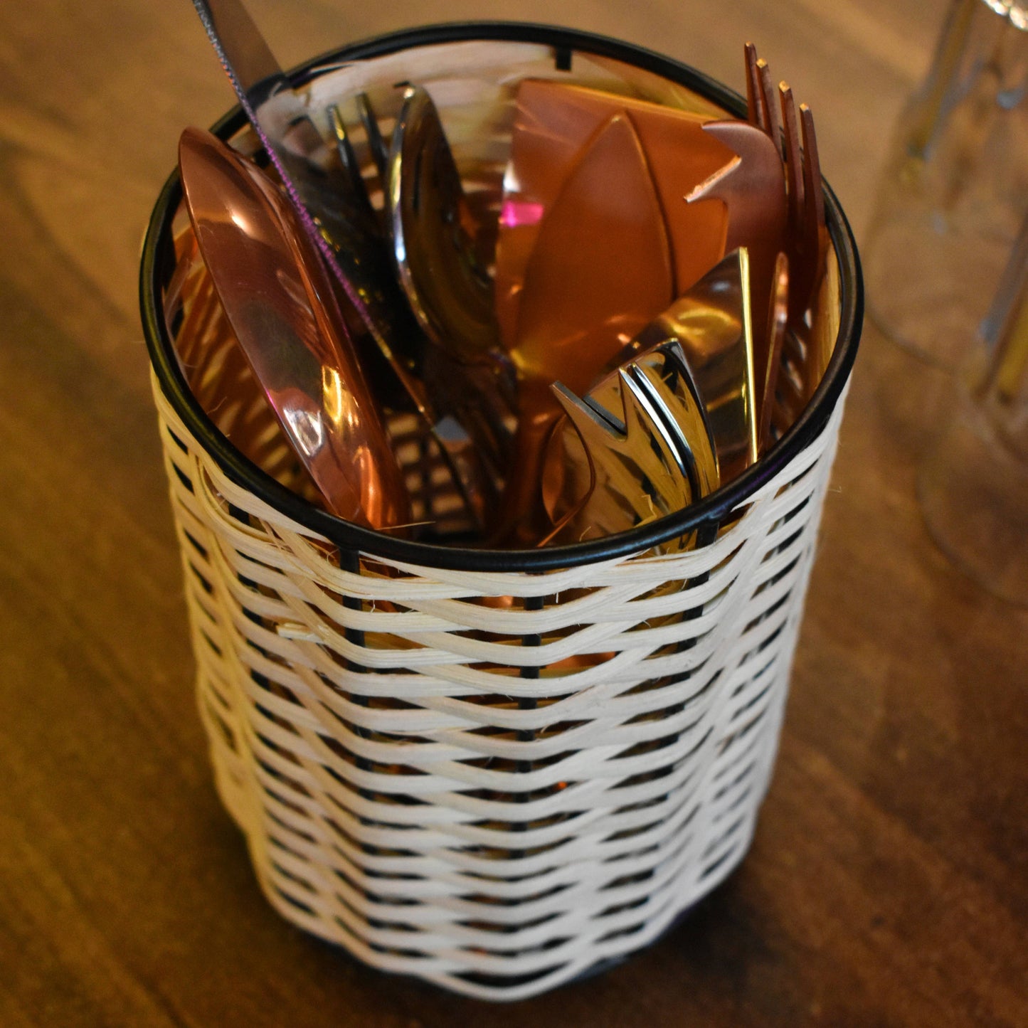 Iron and Cane Utensil Holder